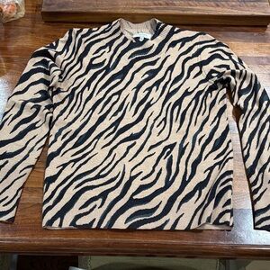 Society Animal Print Crewneck Sweater - Black and Tan